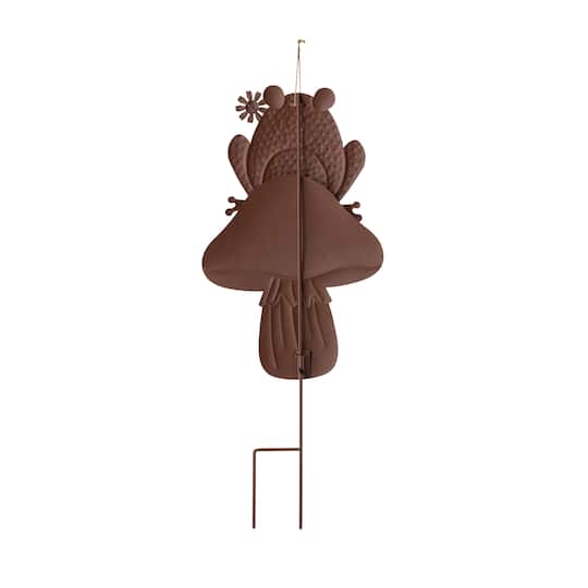 Glitzhome® 30" Metal Stacked Mushroom & Frog Yard Stake